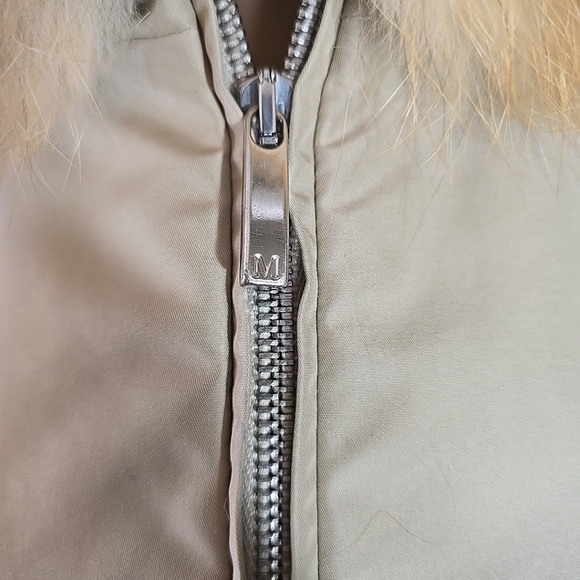 Max Mara Womens Beige Fur-Trimmed Hooded Jacket Size 4 - Picture 3 of 10